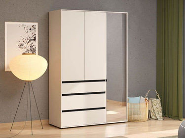 Kyoto Cashmere 3 Door 3 Drawer Mirrored Wardrobe: Elegant Storage Solution - UK Luxury Furniture